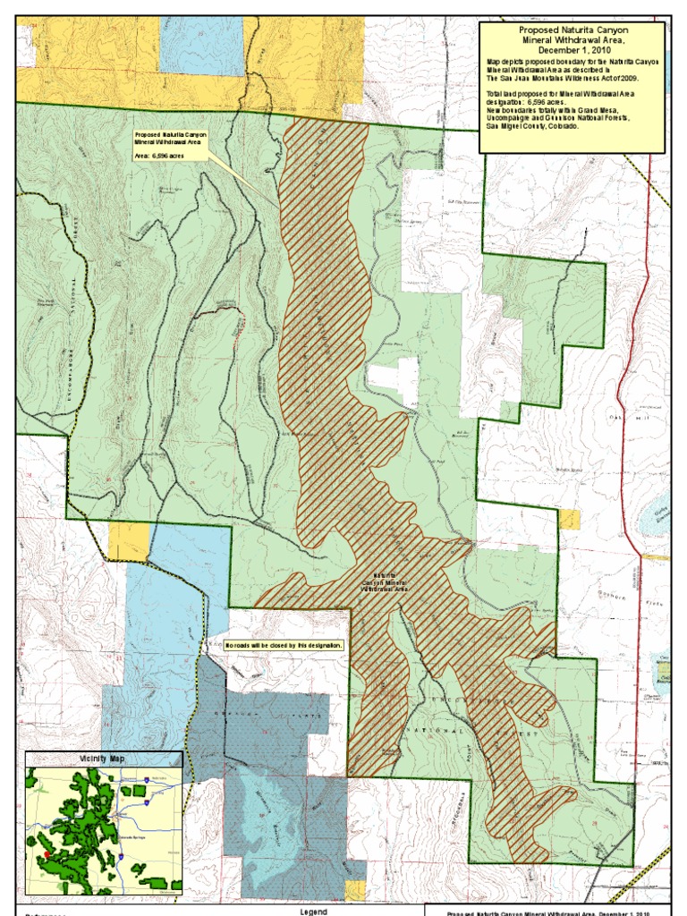 Proposed Naturita Canyon Mineral Withdrawal Area Colorado United