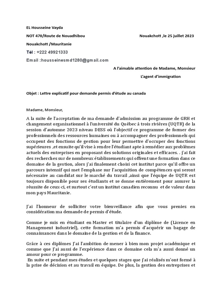 Lettre Explicatif HH | PDF