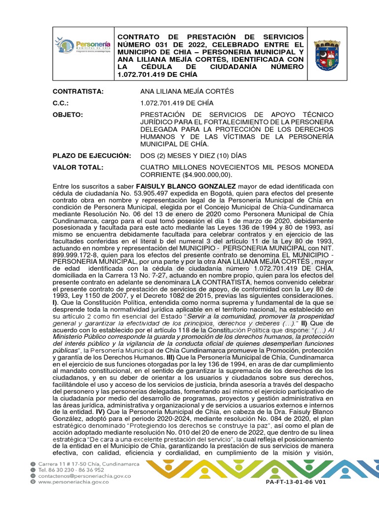 Contrato | PDF | Finanzas y dinero