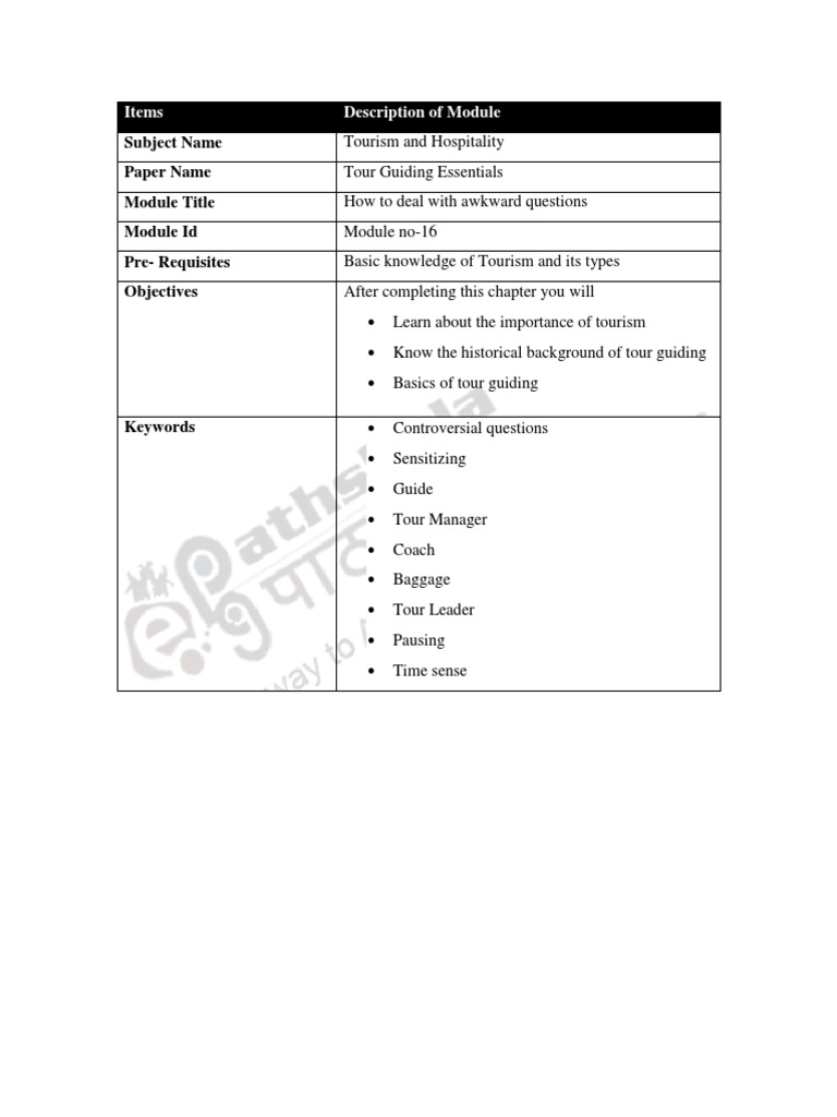 Handling Awkward Questions in Tours | PDF