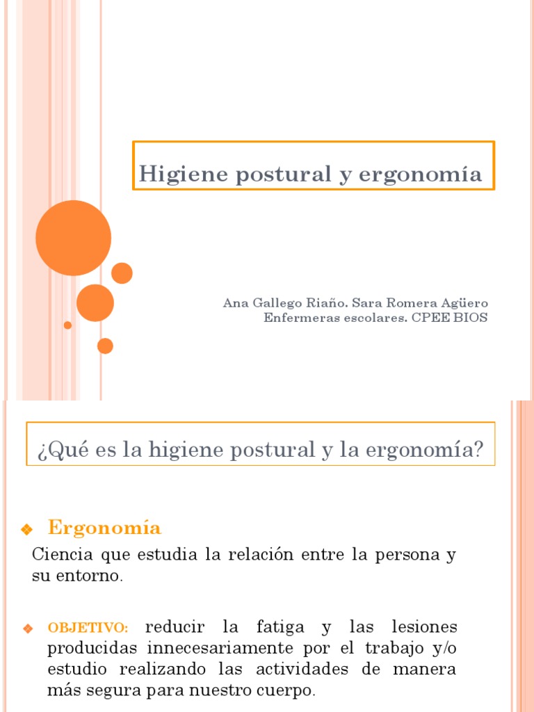 Higiene Postural y Ergonomia | PDF | Factores humanos y ergonomía ...