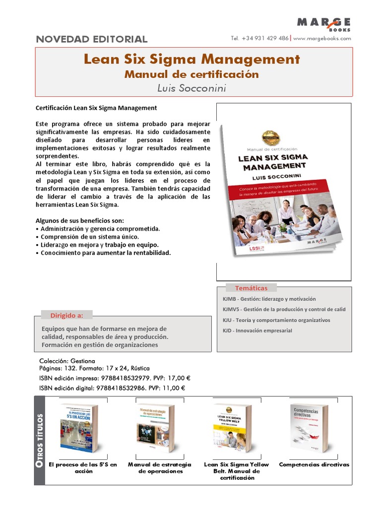 Lean Six Sigma Management: Manual de Certificación | PDF