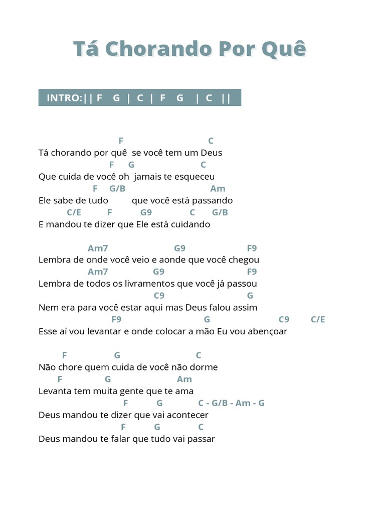 Ta Chorando PQ Cifra PDF