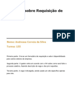 Trabalho Sobre Requisição de Pessoal: Nome: Andressa Correia Da Silva Turma: 155