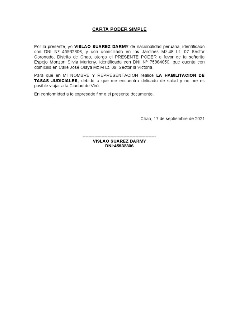 Carta Poder Simple | PDF