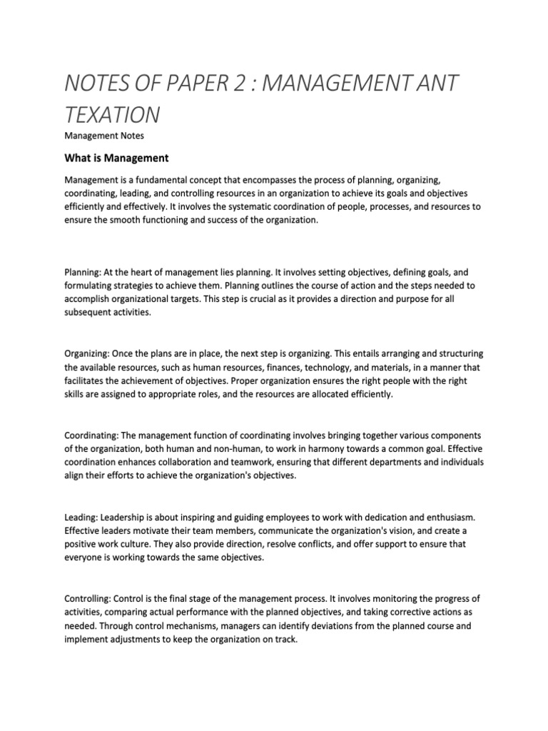Management notes pdf