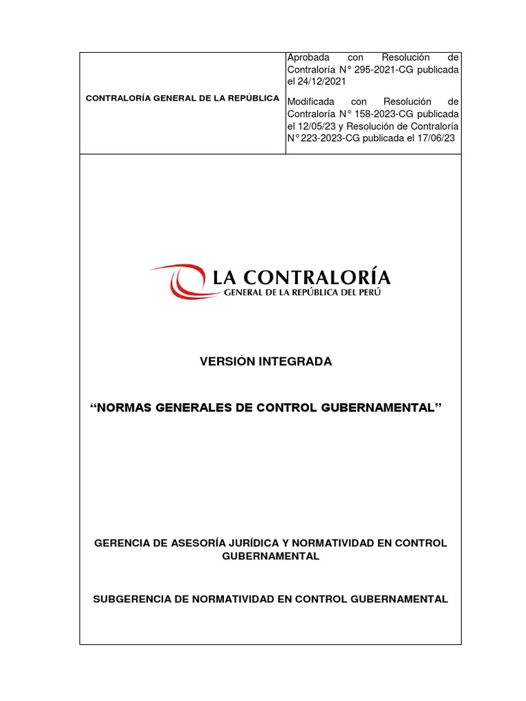 Normas Comunes de Control Gubernamental | PDF | Calidad (comercial ...
