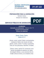 Servicio Público de Adoración - JULIO 31 2022