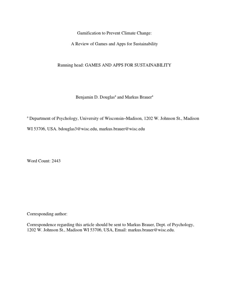 Gamification for Climate Change Solutions | PDF