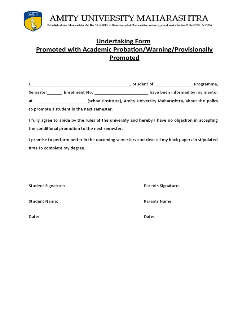 Undertaking-Promotion To Next Sem | PDF | Wellness
