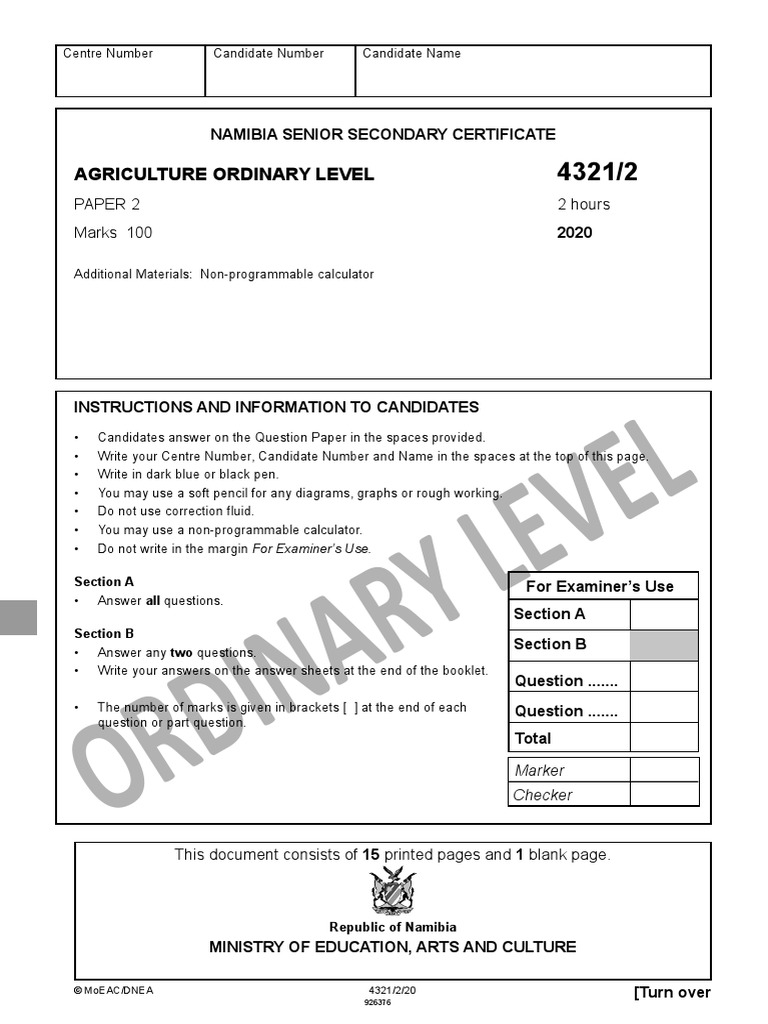Agriculture Paper 2 Pdf Digestion Cattle
