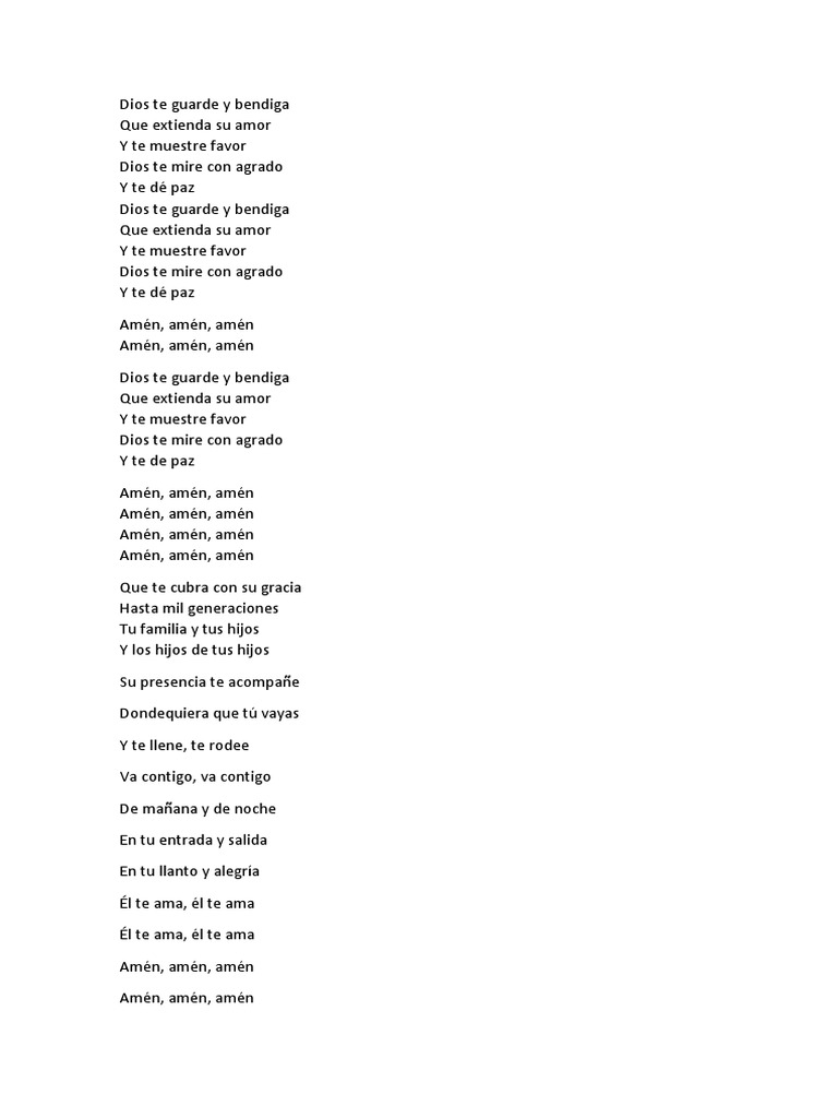 Letra La Bendicion | PDF