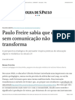 Paulo Freire Sabia Que Educação Sem Comunicação Não Transforma - 23:09:2021 - Educação - Folha