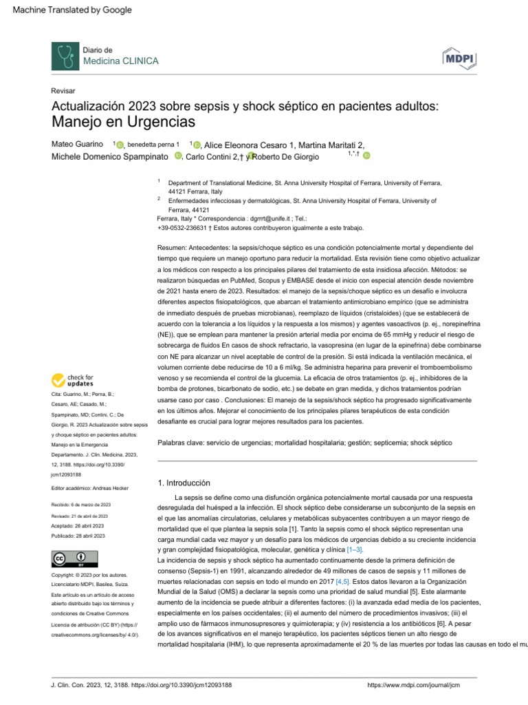 JCM Update Sirs Sepsis | PDF