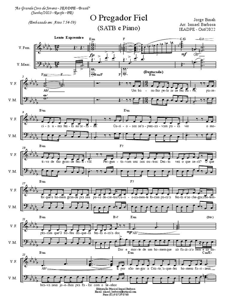 O Pregador Fiel Satb | PDF