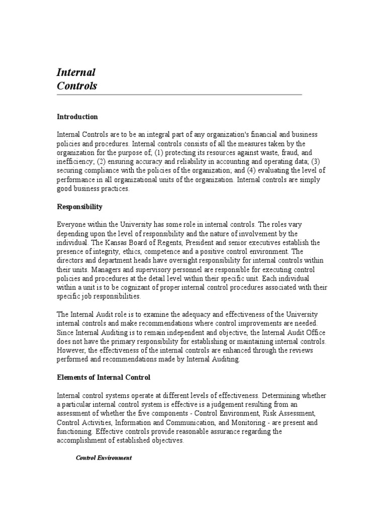 Internal Controls | PDF | Internal Control | Internal Audit image.