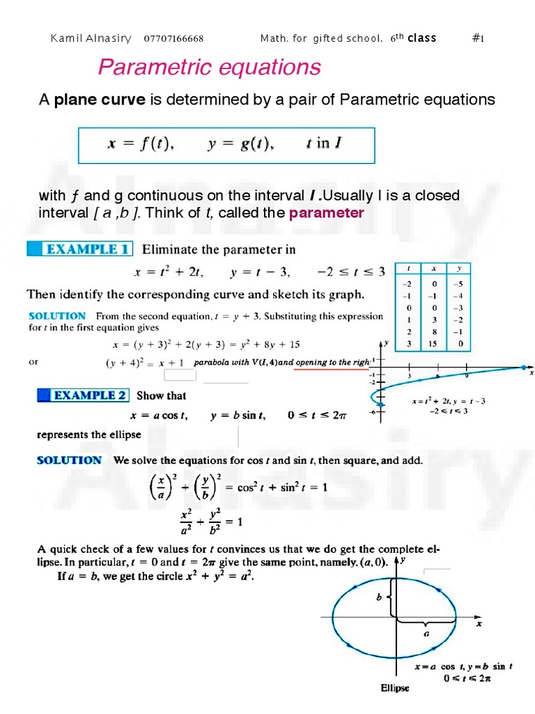 1-Parametric Equations 2.pages | PDF