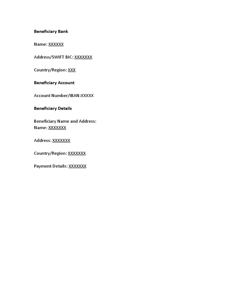 Bank Detail Template PDF