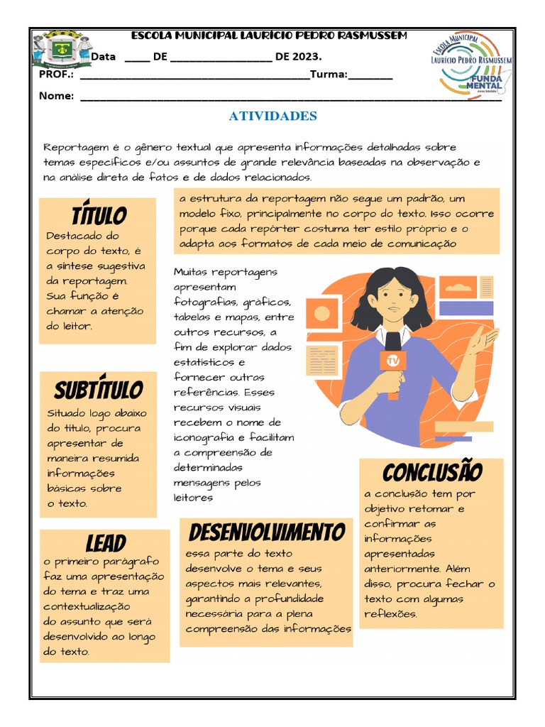 Atividade 5º Ano - Gênero Textual Reportagem | PDF