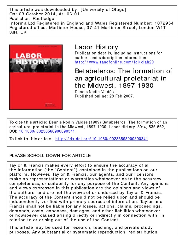 Midwest Agricultural Proletariat Formation | PDF | Sugar Beet | Sugarcane