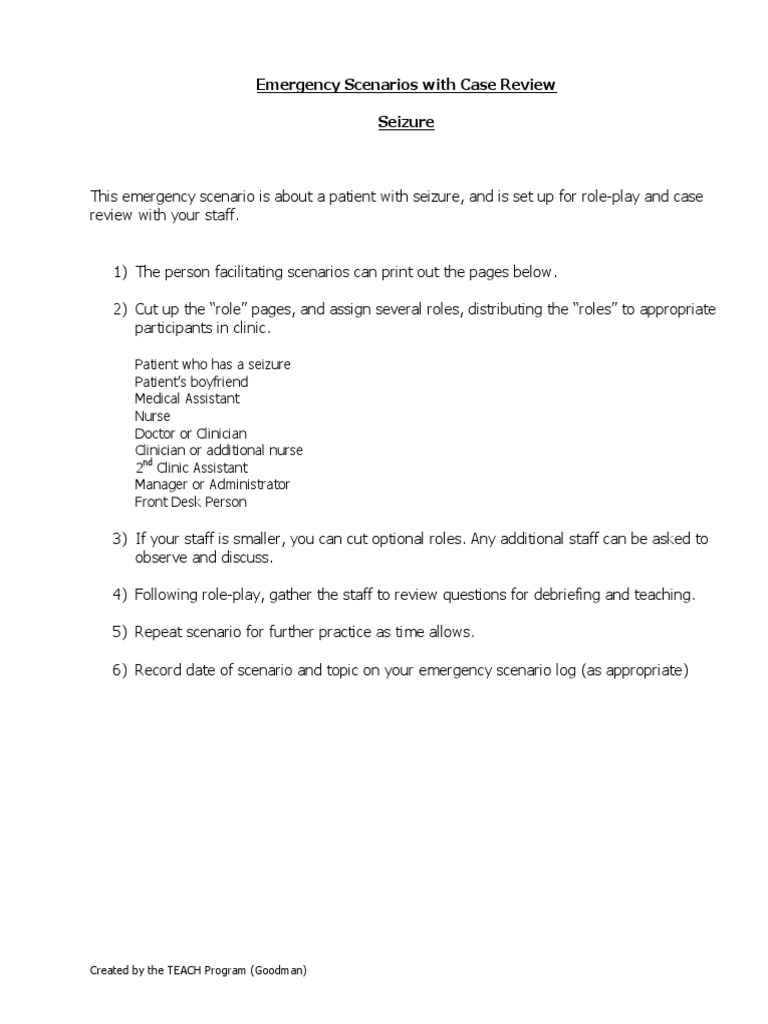 Emergency Scenario - Seizure | PDF
