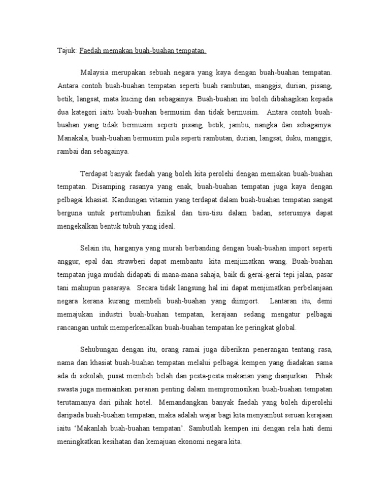 Faedah Memakan Buah-Buahan Tempatan  PDF