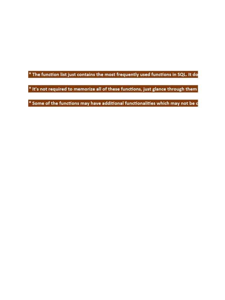 InBuilt Functions SQL | PDF | String (Computer Science) | Information ...