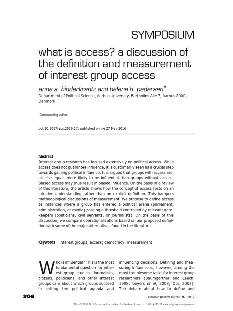 Symposium What Is Access? A Discussion of The Definition and