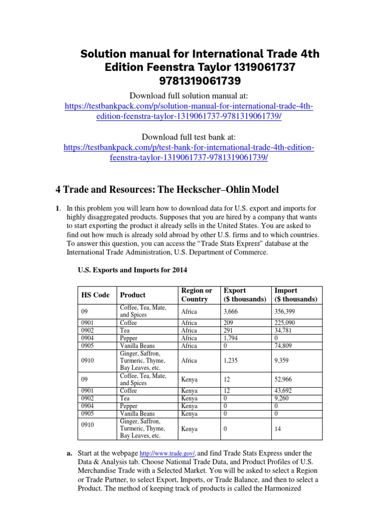 International Trade Solutions Manual | PDF | Labour Economics | Economic Equilibrium