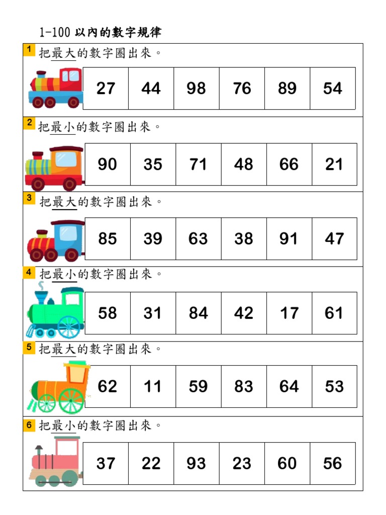 Number Exercises 1-100 | PDF
