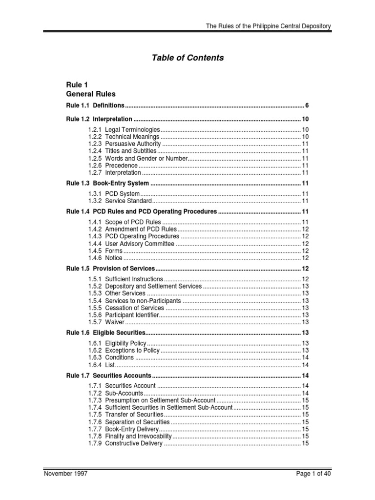 PDTC Depository Rules PDF