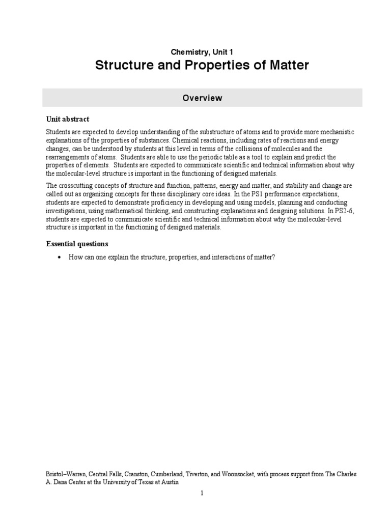 Hs chem units of study pdf chemistry atoms