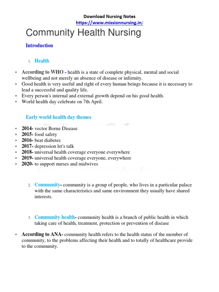 Community Health Nursing Overview | PDF | Nursing | Health Care