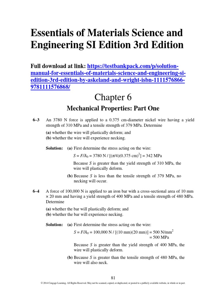 Mechanical Properties of Materials | PDF | Deformation (Engineering ...