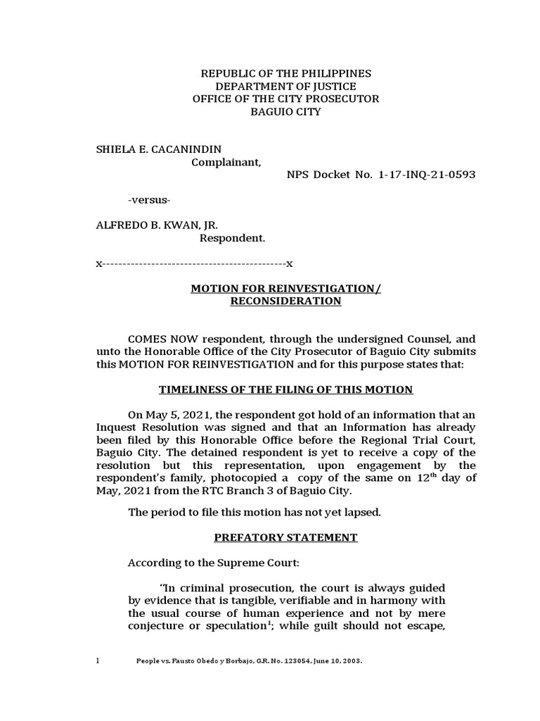 motion for reinvestigation template PDF