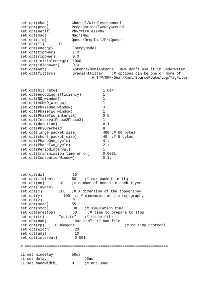 T-MAC Configuration for Wireless Simulation | PDF