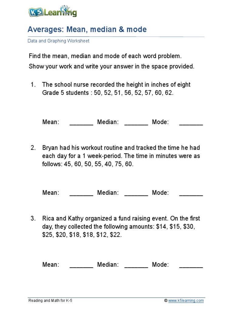 Grade 5 Averages Mean Median Mode C | PDF
