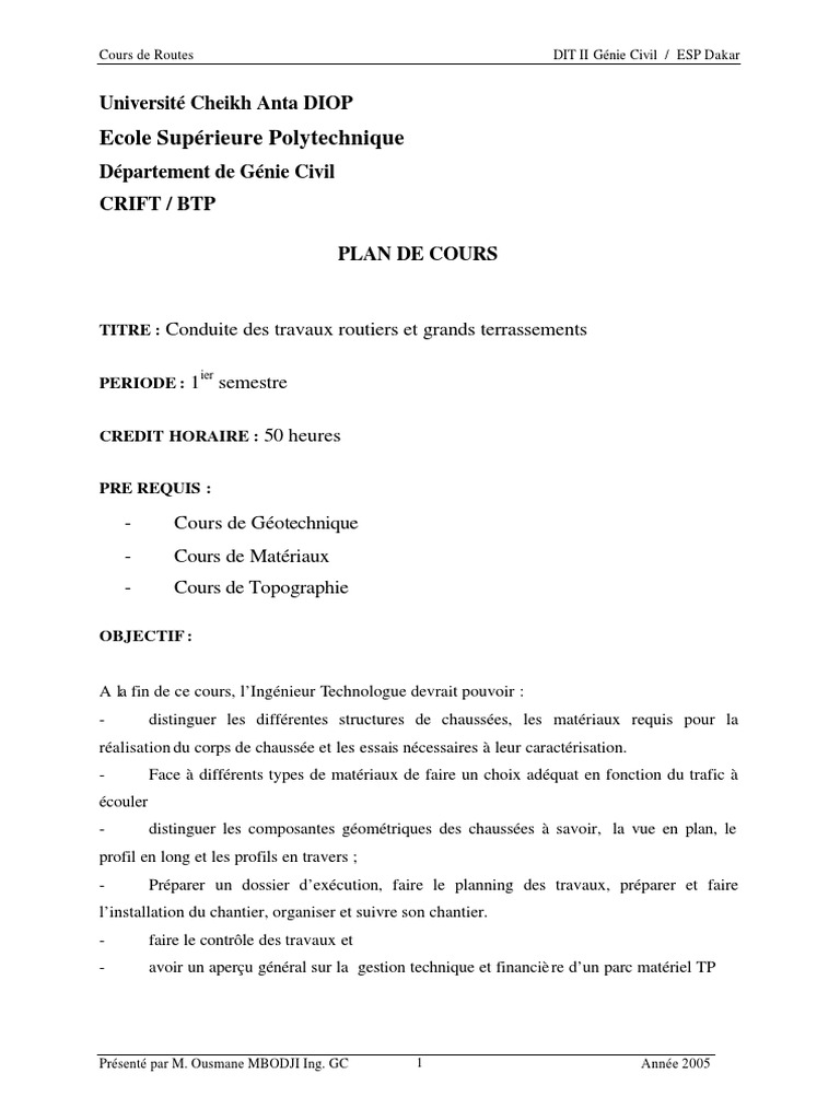 Plan de Cours Dit | PDF
