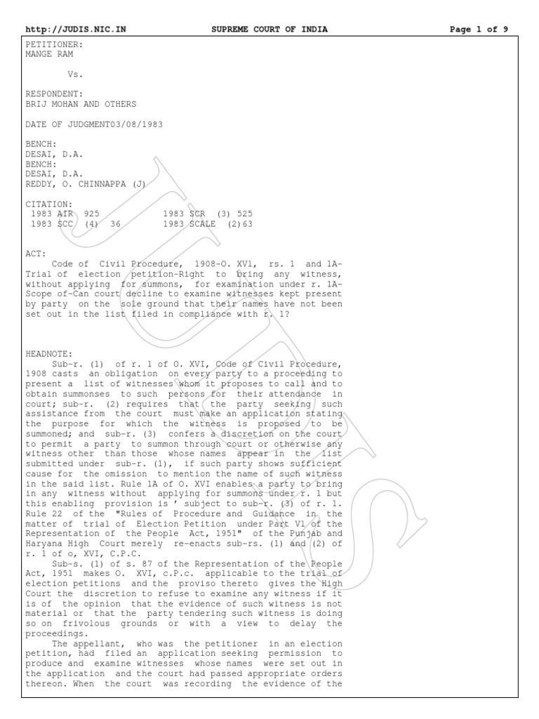 Sub rule 1 of rule 1 of order xvi pdf