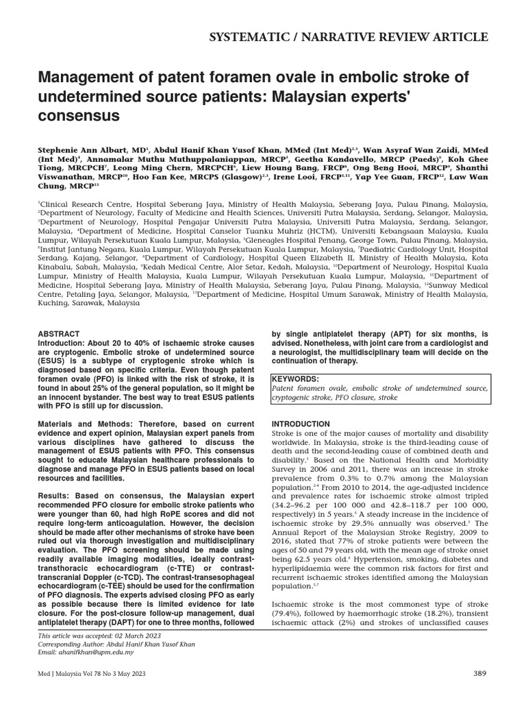 MJM Pfo | PDF | Stroke | Echocardiography