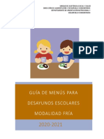 Guía de Menús Desayunos Escolares Modalidad Fría SEDIF Puebla 2021