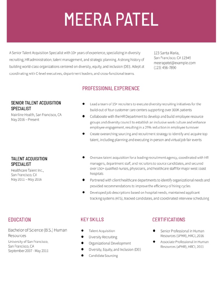 Talent Acquisition Senior Level | PDF