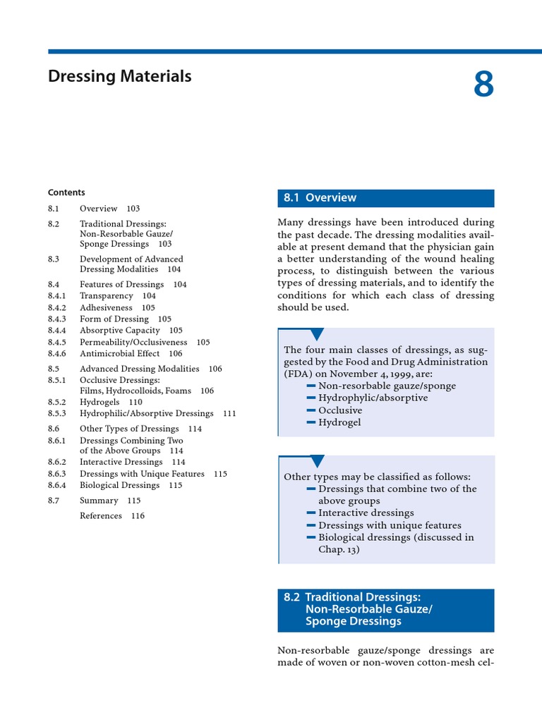 Dressing Materials: 8.1 Overview | PDF