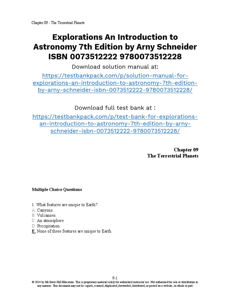 Explorations An Introduction To Astronomy 7th Edition Arny Test Bank ...