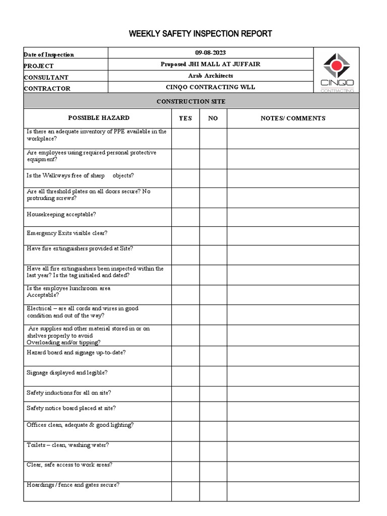CINQO Safety Checlist Template PDF