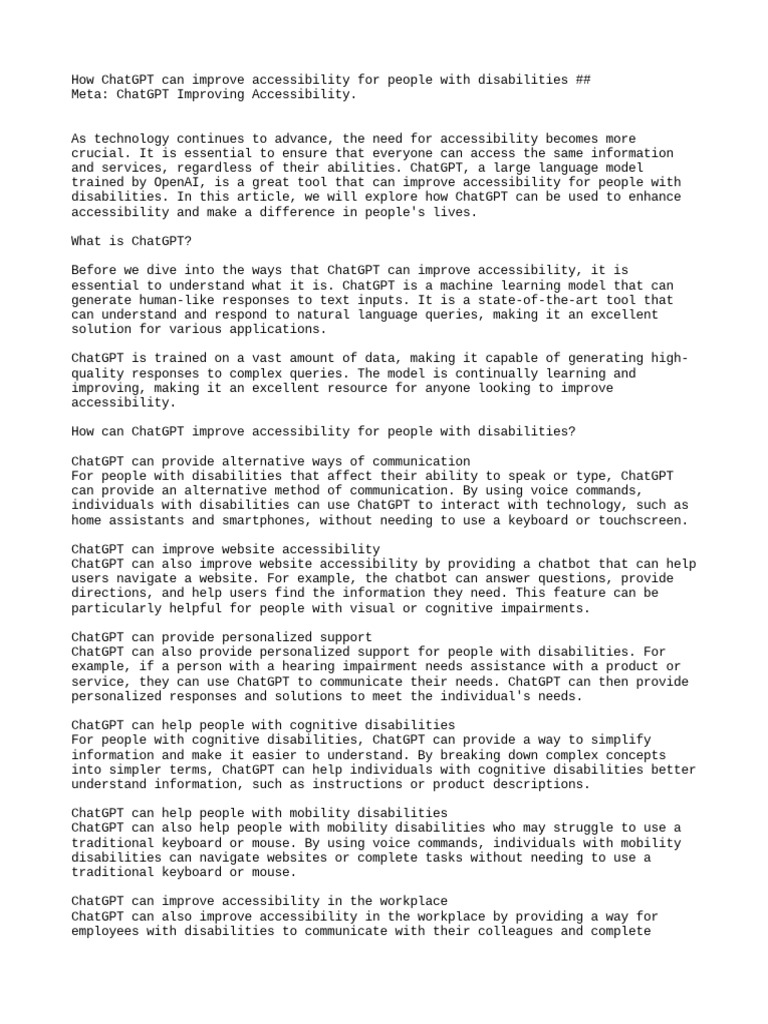Enhancing Accessibility With Chatgpt Pdf Accessibility Disability