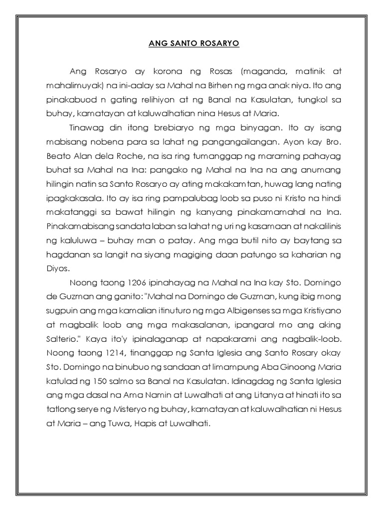 Block Rosary Guide (Tagalog-English) | PDF