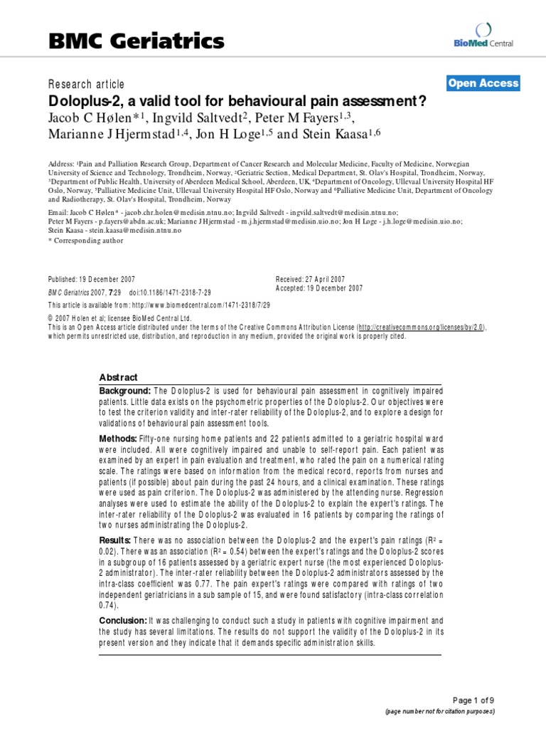 Doloplus2 a valid tool for behavioural pain assessment PDF