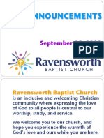 Ravensworth Baptist Church Announcements, September 25, 2011