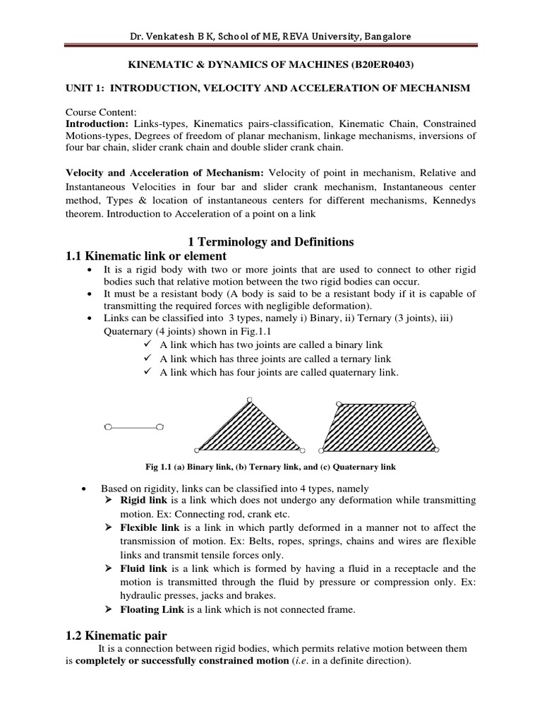 Kinematic Links and Pairs Overview | PDF | Kinematics | Machines